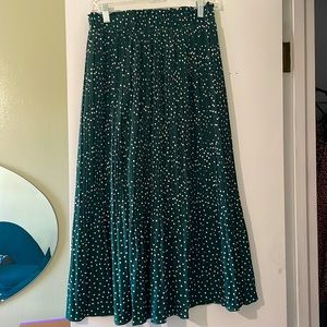 Green Plated Maxi Skirt
